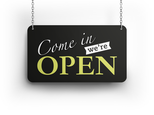 Open/Closed bordje – Lime & Oranje design - 22,5×13 cm – Inclusief ketting & zuignap