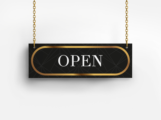 Open/Closed bordje – Zwart met Goud - 30×10 cm – Elegant & meest gekozen design