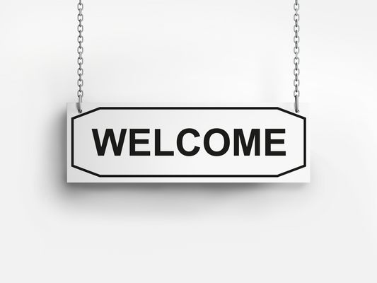 Welcome/Closed bordje – Rechthoek zwart – 30×10 cm kunststof met witte tekst